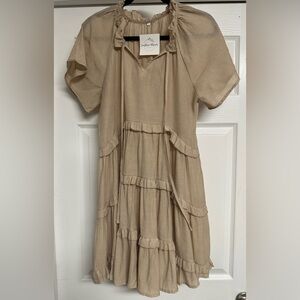 Southern Threads Women's Beige Ruffle Dress